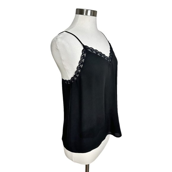 Halogen Medium Black Lace Chiffon V-Neck Cami Tank Top - Picture 4 of 8